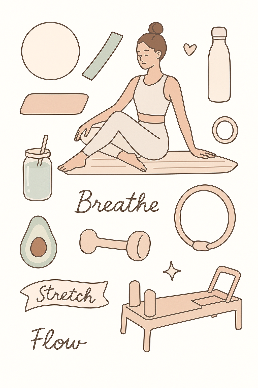 Pilates girl sticker set